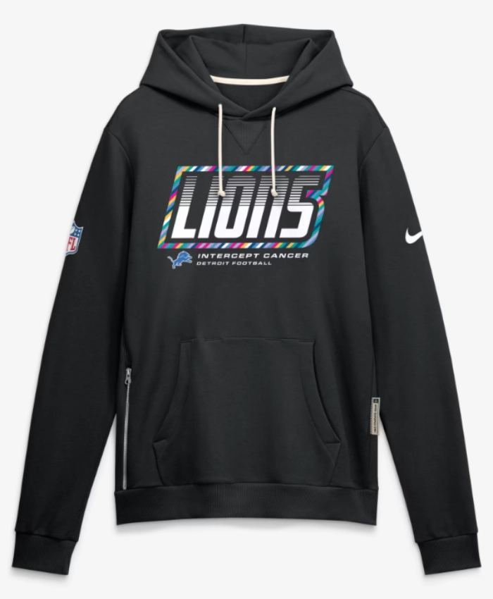 Detroit Lions 2026 Crucial Catch Blakc Pulloover Hoodie