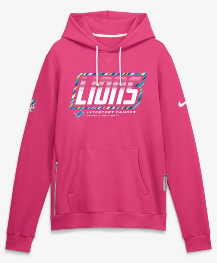Detroit Lions 2026 Crucial Catch Pink Pullover Hoodie