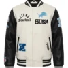 Detroit Lions Modern Originals Black and White Varsity Jacket