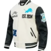 Detroit Lions Modern Originals Classic Rib Black and White Varsity Jacket Sale
