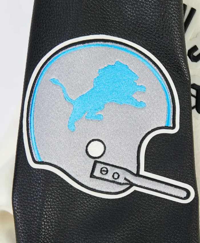 Detroit Lions Modern Originals Classic Rib Black and White Varsity Jacket