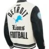 Detroit Lions Modern Originals Classic Rib White Varsity Jacket