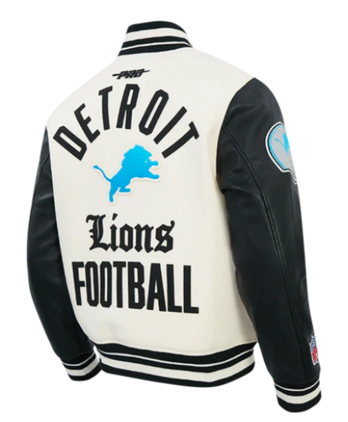 Detroit Lions Modern Originals Classic Rib White Varsity Jacket