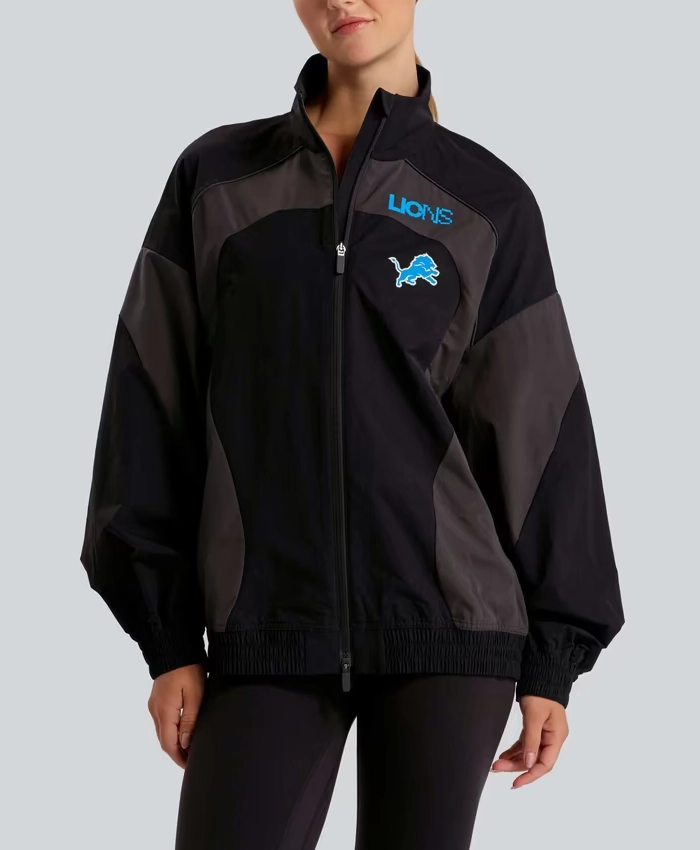 Detroit Lions lululemon Black Ventilated Oversized Zip Up Track Jacket