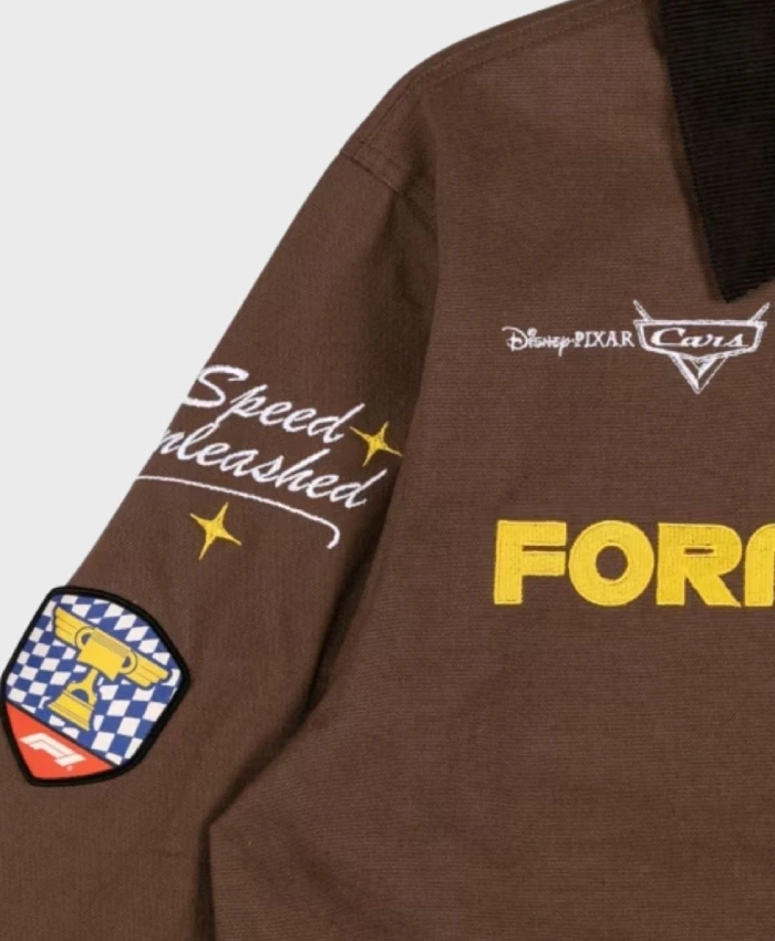 Disney And Pixar Cars Formula 1 Lightning McQueen Racing Brown Cotton Workwear Jacket