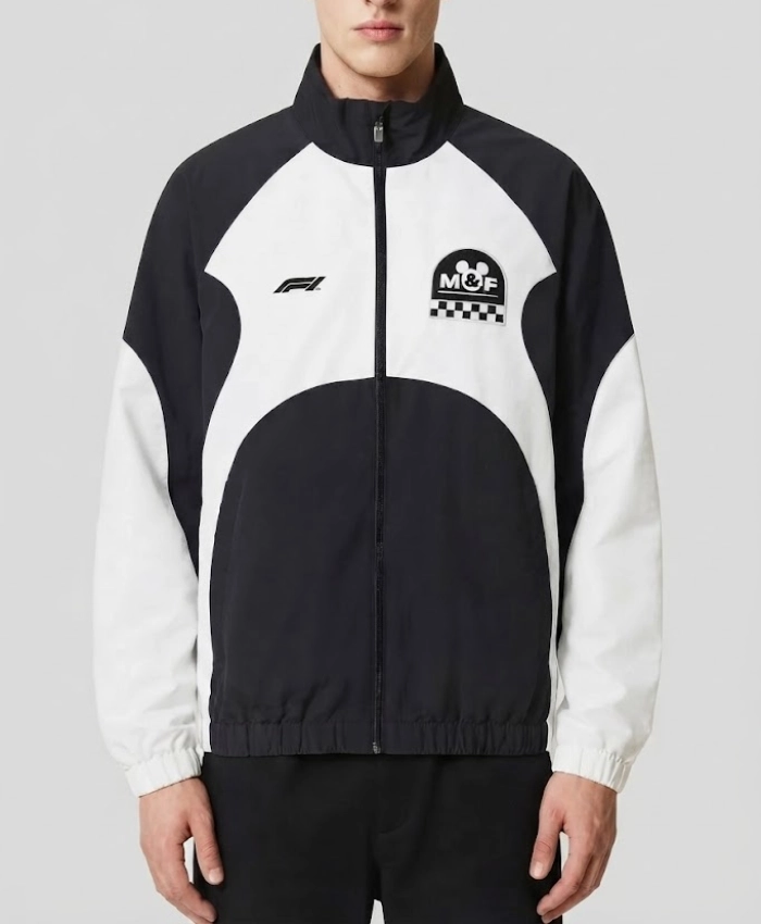 Disney x F1 Lightweight Black and White Zip Up Track Jacket Sale