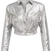 Dolly Parton Sequin Cropped Fringe Jacket for Women