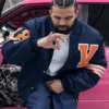 Drake FOMO Not So Short Film Full Snap Wool Navy Jacket