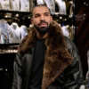Drake Jewellry Room Black Shearling Leather Jacket