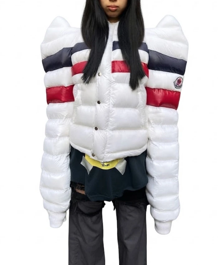 Dylan Thomas Cornfed White Puffer Hooded Jacket