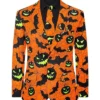 Evil Pumpkin Spider Web and Bats Printed Suit
