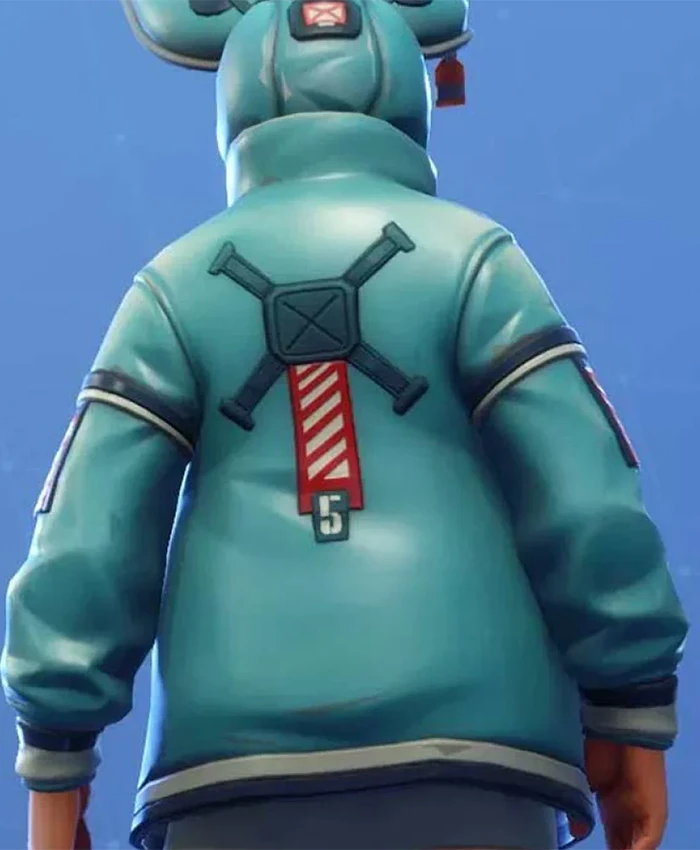 Fortnit Video Game Flapjackie Blue Leather Jacket