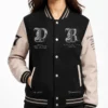 Gangster Queen Full Snap Black and White Leather Varsity Jacket