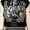 Gangster Queen Full Snap Black and White Wool Leather Jacket