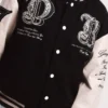 Gangster Queen Full Snap Black and White Wool Varsity Jacket