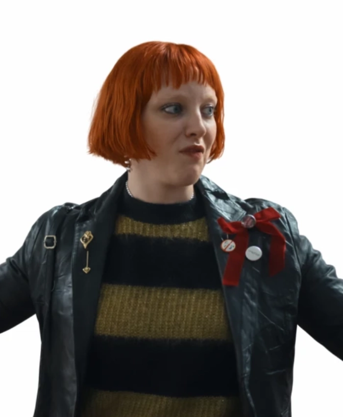 Get Finding Emily 2026 Kat Ronney Black Leather Jacket
