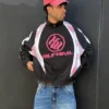 Get the Half Evil Sportswear Black and Pink Windbreaker Jacket