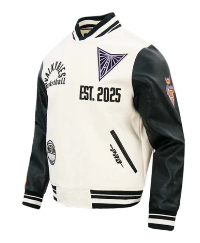 Golden State Valkyries Modern Originals Classic Rib Wool Leather Varsity Jacket Sale