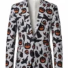 Grey Halloween Pumpkin Printed Suit for Men