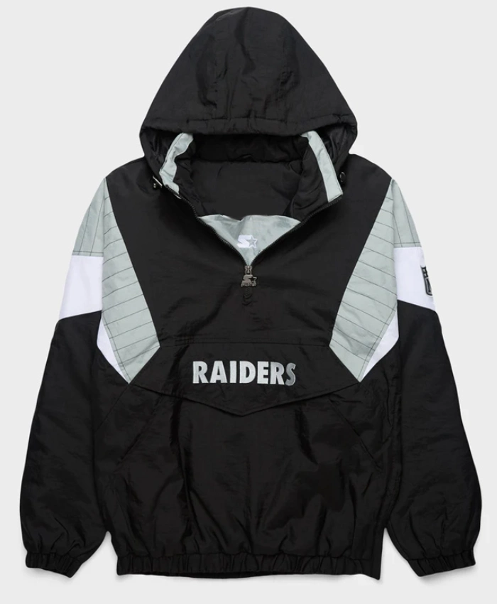 HOMAGE x Las Vegas Raiders Starter Blackout Breakaway Black Hooded Jacket