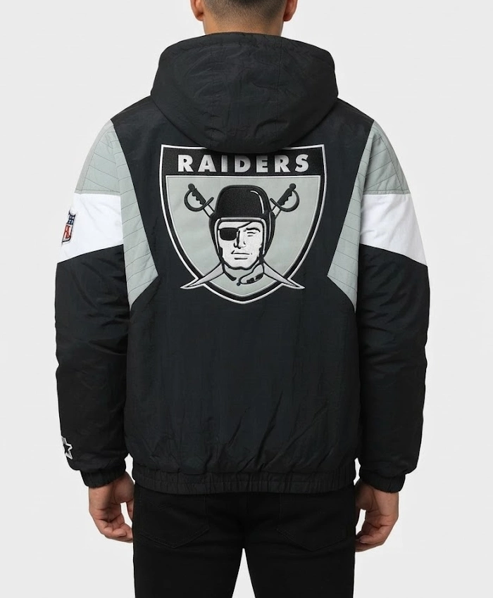 HOMAGE x Las Vegas Raiders Starter Blackout Breakaway Pullover Black Hooded Jacket