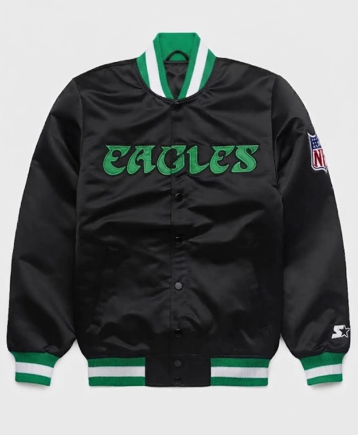 HOMAGE x Philadelphia Eagles Starter Blackout Black Bomber Jacket