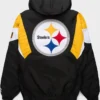 HOMAGE x Starter Steelers Blackout Breakaway Black and Yellow Pullover Half Zip Hooded Jacket