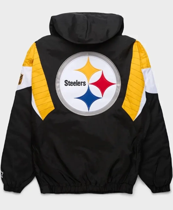 HOMAGE x Starter Steelers Blackout Breakaway Black and Yellow Pullover Half Zip Hooded Jacket
