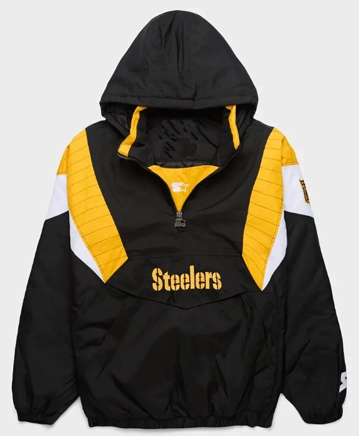 HOMAGE x Starter Steelers Blackout Breakaway Black and Yellow Pullover Hooded Jacket