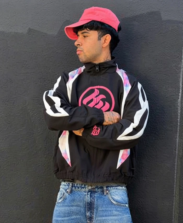 Half Evil Sportswear Black and Pink Windbreaker Jacket