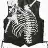 Halloween 2026 Skeleton Bones Print Black Leather Vest