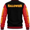 Halloween Baseball Full Snap Black Wool Leather Varsity Jacket