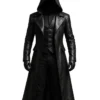 Halloween Gothic Vampire Black Leather Trench Coat