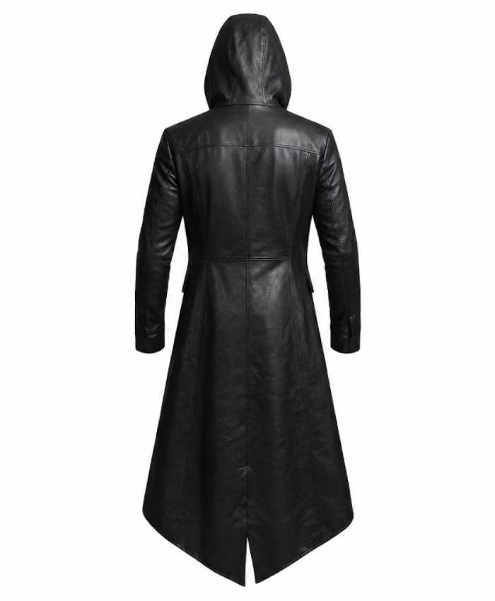 Halloween Gothic Vampire Black Trench Hooded Coat