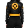 Halloween X Men 97 Rogue Cropped Black Leather Cosplay Jacket