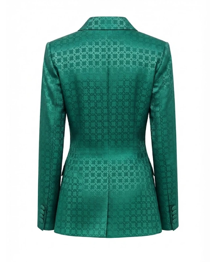 Hannah Waddingham TV Series Ted Lasso Rebecca Welton Chain Print Tie Waist Jacket