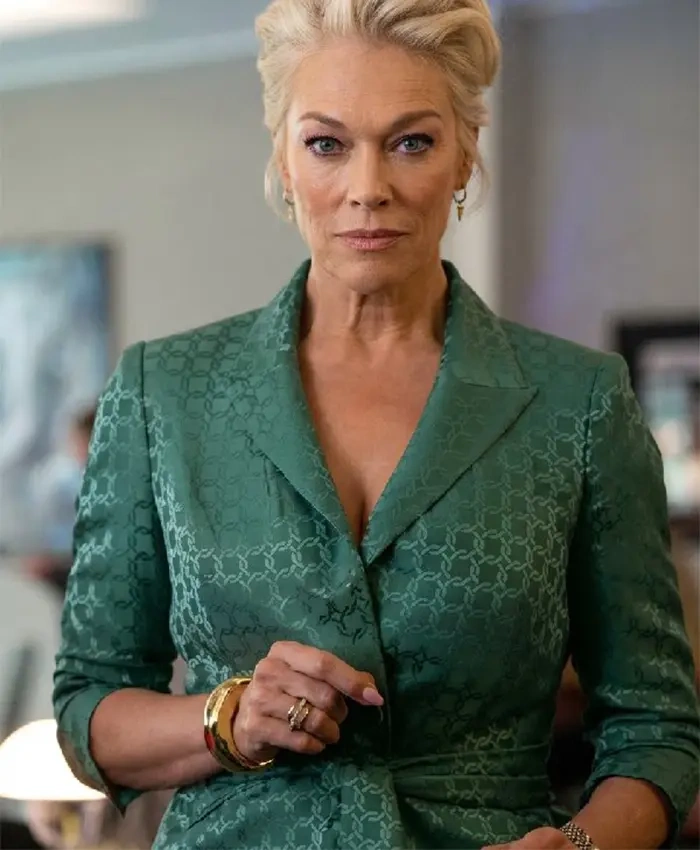 Hannah Waddingham TV Series Ted Lasso S04 Rebecca Welton Chain Print Tie Waist Jacket Sale