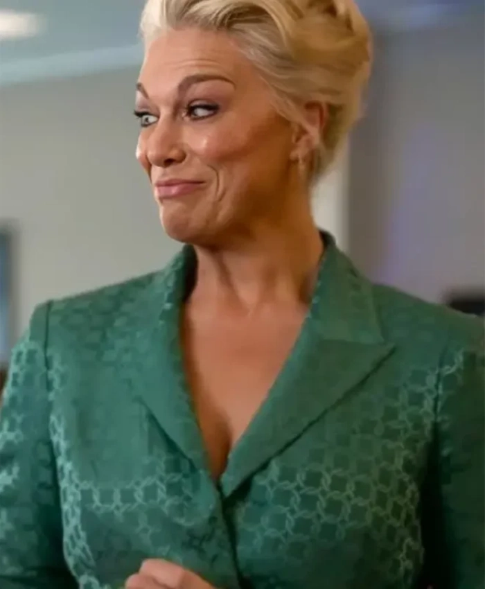Hannah Waddingham TV Series Ted Lasso S04 Rebecca Welton Chain Print Tie Waist Jacket