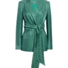 Hannah Waddingham Ted Lasso S04 Rebecca Welton Chain Print Tie Waist Jacket