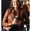Hannah Wells TV Series Off Campus Ella Bright Brown Leather Jacket