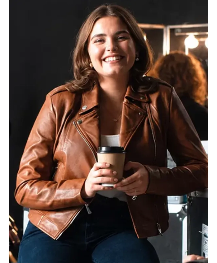 Hannah Wells TV Series Off Campus Ella Bright Brown Leather Jacket