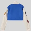 Heron Preston Cropped Blue and White Wool Jacket On Sale