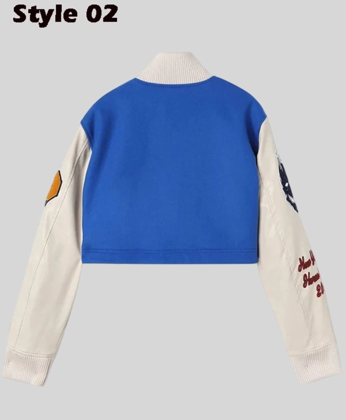 Heron Preston Cropped Blue and White Wool Jacket On Sale