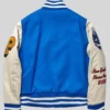 Heron Preston Cropped Blue and White Wool Varsity Jacket
