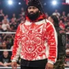 Jacob Fatu Monday Night RAW 2026 Red Tribal Wolf Graphic White Hoodie