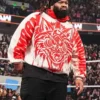 Jacob Fatu Monday Night RAW 2026 Red Tribal Wolf Graphic and Samoan Sleeve Print White Hoodie Sale