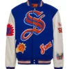 Jeff Hamilton Phoenix Suns Blue and White Wool Leather Jacket
