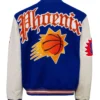 Jeff Hamilton Phoenix Suns Blue and White Wool Leather Varsity Jacket