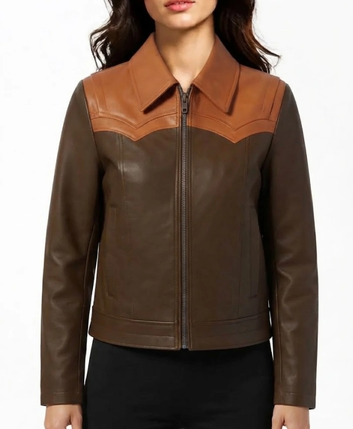 Jiwon Lee Vampirina Teenage Vampire Sophie Brown and Orange Leather Jacket