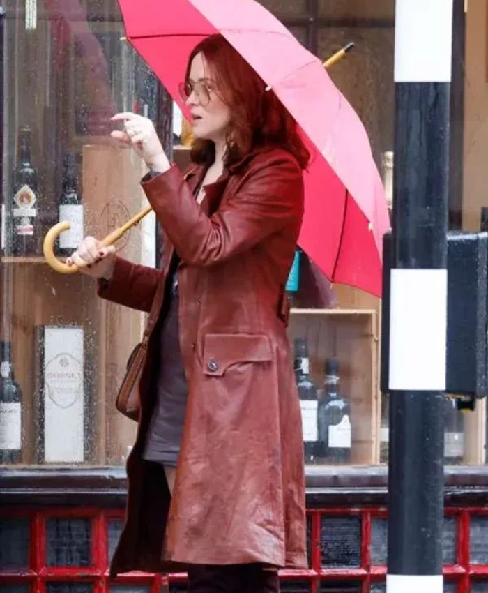 Joyce Hopkirk Ink 2026 Claire Foy Leather Trench Coat